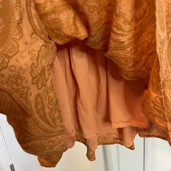 Amuse Society Orange Mini Sundress with gathered tied waist - Picture 7 of 9